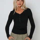 JAGGER RIBBED TOP | BLACK