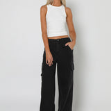 JUDE CARGO PANTS - BLACK DENIM