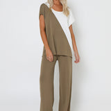 NORAH KNIT PANTS - KHAKI