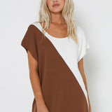 NORAH KNIT TOP - CHOC/WHITE