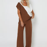 NORAH KNIT PANTS - CHOC