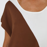 NORAH KNIT TOP - CHOC/WHITE