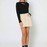 POPPY RIBBED TOP - BLACK